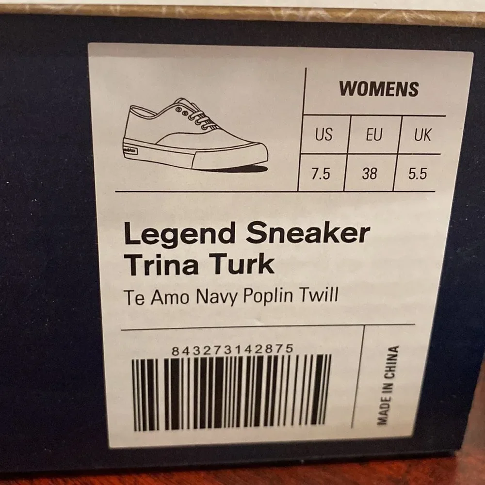 NEW SeaVees Trina Turk Legend Women's Te Amo Navy Poplin Twill Sneakers 7.5